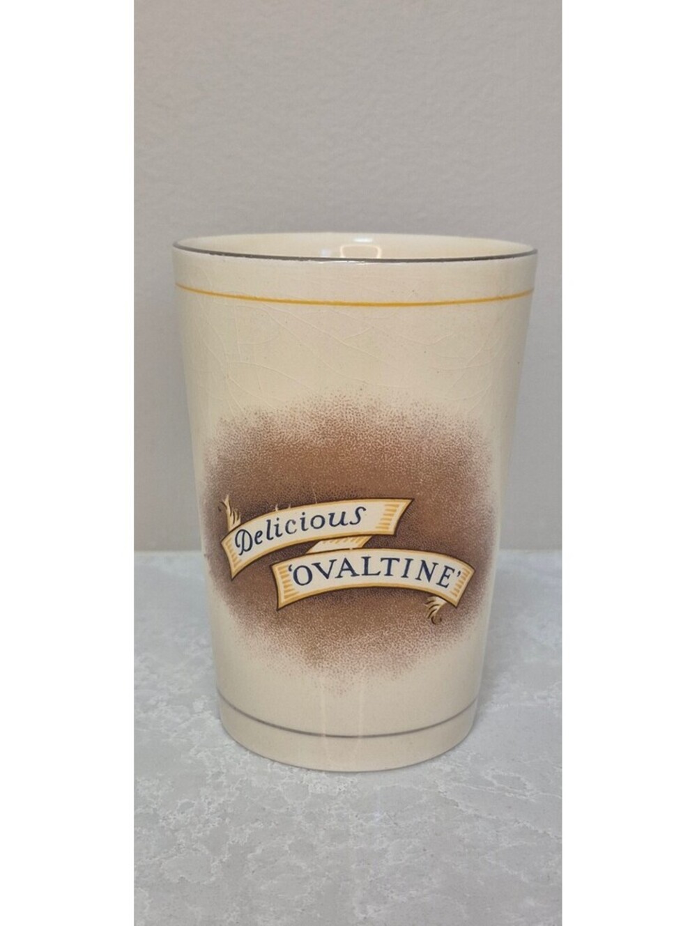 Vintage 1940s "Delicious Ovaltine" Ceramic Tumbler - Made in England